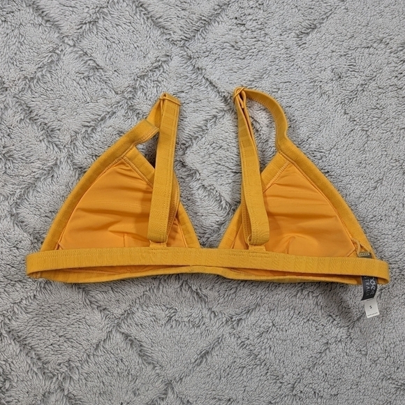 Bond-eye Australia Swim Top Women's S Yellow Bikini Triangle Padded Ribbed - Picture 3 of 5